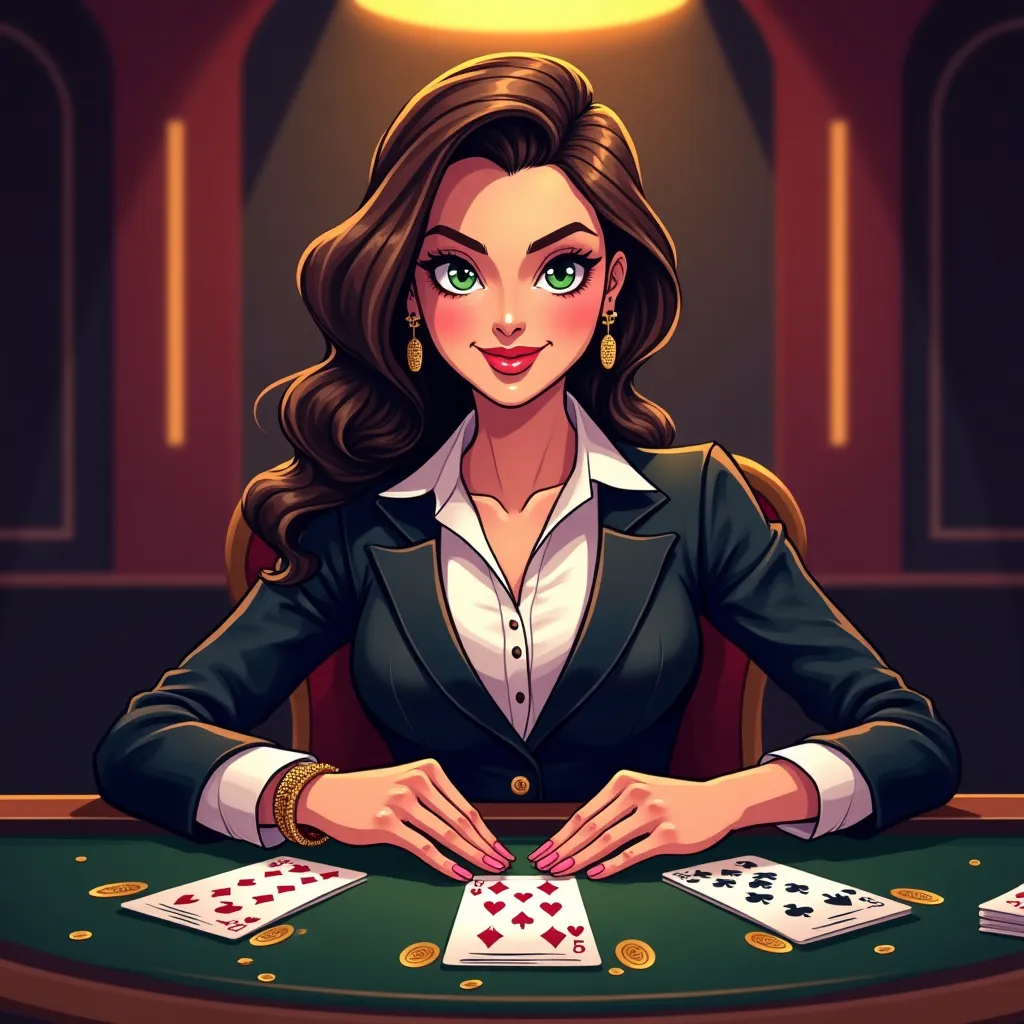 Superbet live dealer streaming cartoon illustration with casino table